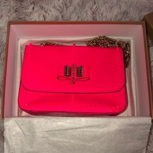 Christian louboutin neon pink cross shoulder purse